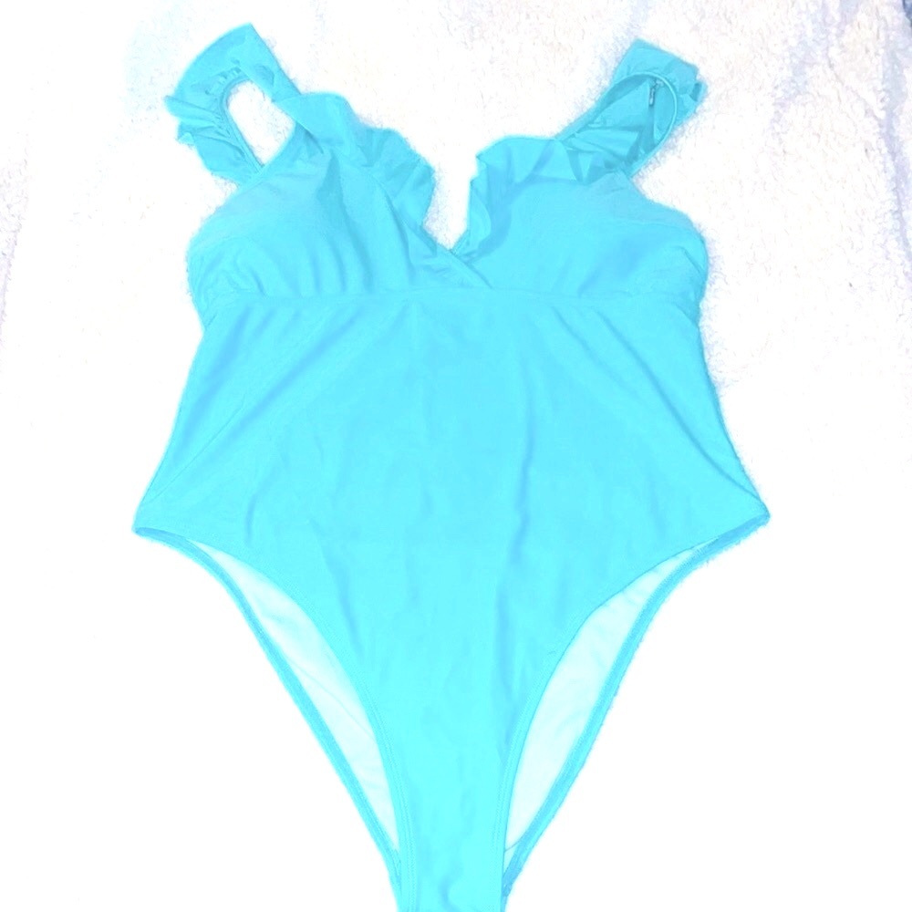 Blue one piece swimsuit Large L